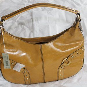 NWT Adrienne Vittadini Hobo Leather Caramel Gold Women Medium
